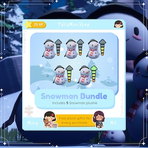 Palia - Paquete de muñeco de nieve - Peluche limitado - Peluche Winterlights - Giga, gigante, más grande, grande, pequeño - Peluches