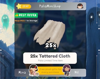 Palia - 25 Tattered Cloth  - NEW PATCH - Palia Bulletin Board - Spooky Moon Store