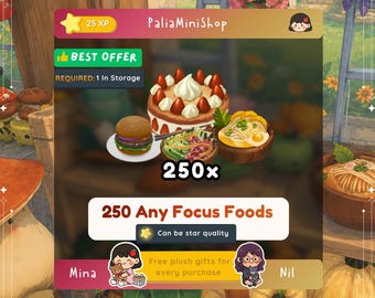 Palia - 250 Any Focus Foods - Cooking Parties - Palia Gathering - Star Quality food