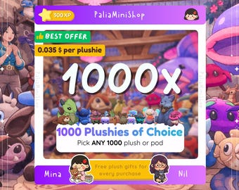 Peluches Palia - 1000 peluches a elegir - Paquete de peluches personalizados a granel