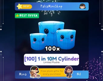 Palia 100x Cilindro 1 su 10 M - Peluche in edizione limitata - Cilindro blu celebrativo 10 M - Uno su dieci milioni