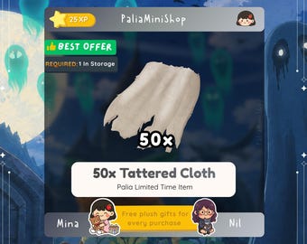 Palia - 50 Tattered Cloth  - NEW PATCH - Palia Bulletin Board - Spooky Moon Store