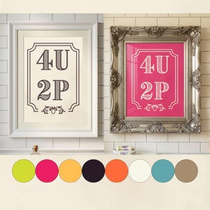 "Lustiges Badezimmer Kunstdruck ""4U2P"", Toilette im Vintage-Stil, freche Beschilderung, Loo Poster."