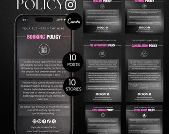 Booking Policies template luxury Beauty Business Booking Rules ig story &posts Hair Client Policy
