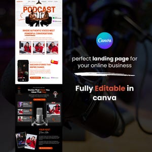 Small business podcast website design with branding elements, service information, and contact section.