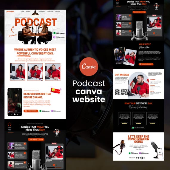 podcaster website canva template,podcastwebsite for podcast business,small business site