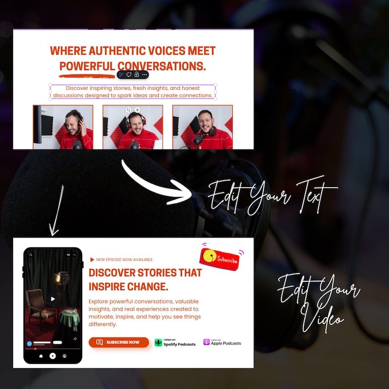 Elegant podcast website homepage template optimized for content creators, coaches, and small businesses.
