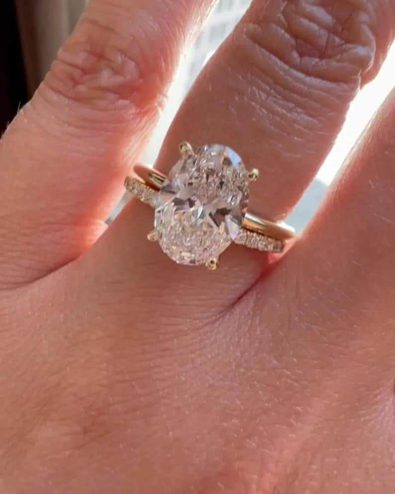 Oval Moissanite Bridal Set, Moissanite Engagement Ring, Eternity ...