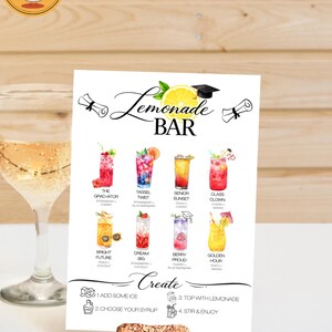 CUSTOMIZED & PRINTABLE Graduation Party Lemonade Bar Menu PNG 6 Drink ...