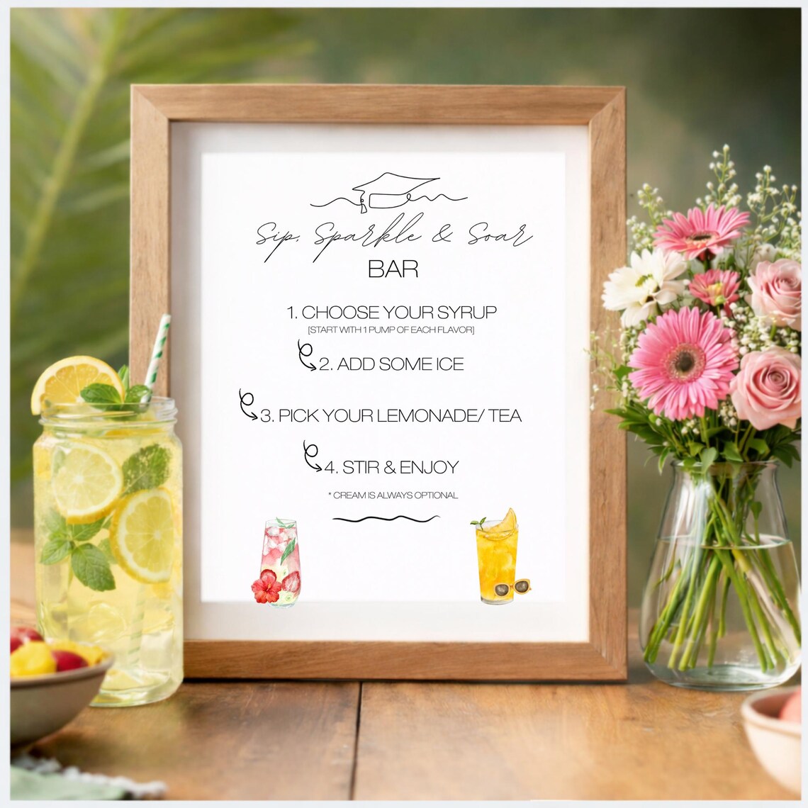 CUSTOMIZE PRINTABLE Graduation Party Iced Tea & Lemonade Bar Sign Canva ...