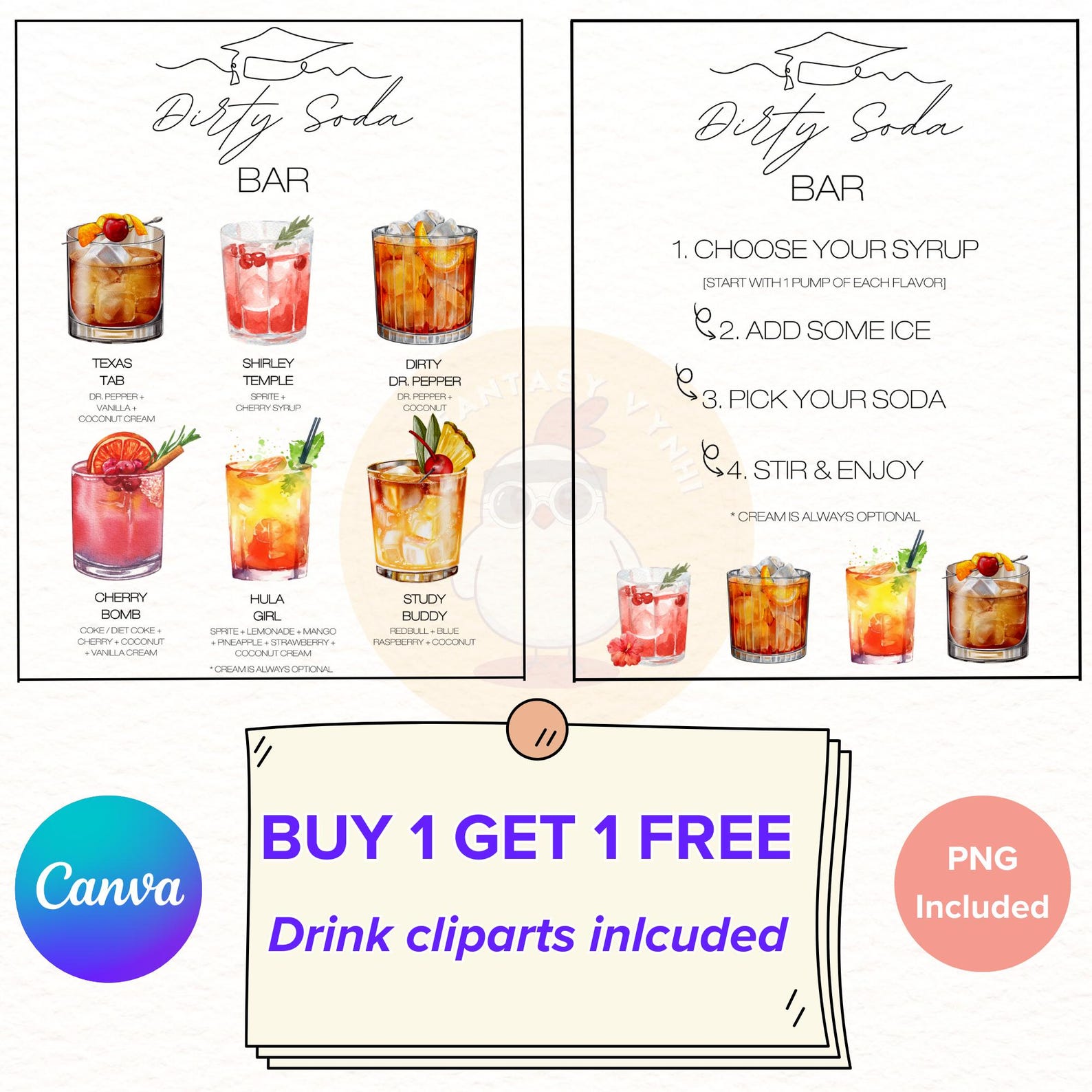 EDITABLE Graduation Party Dirty Soda Menu Canva Template PRINTABLE ...