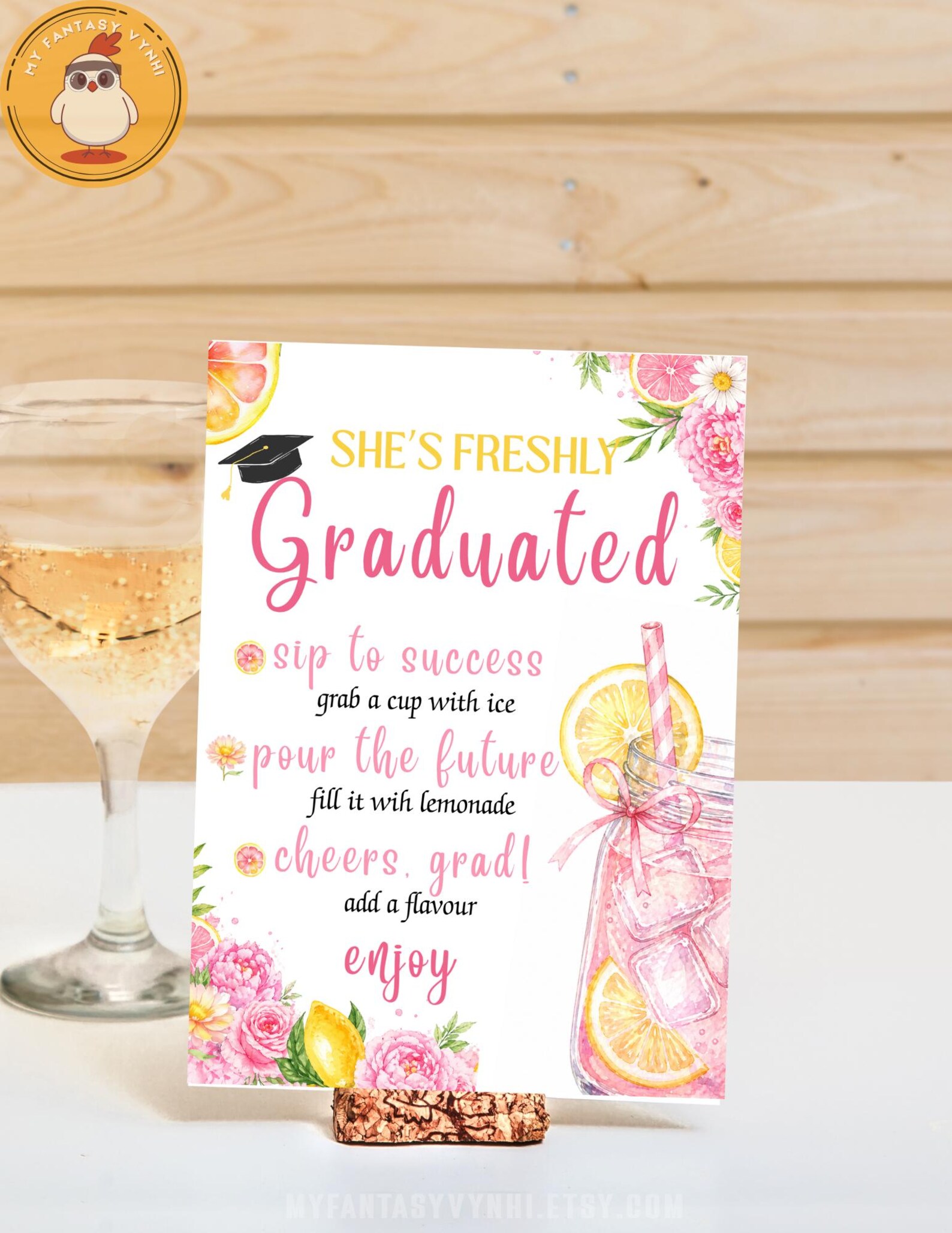 EDITABLE Graduation Lemonade Bar Menu Sign Freshly Graduated Grad Party ...