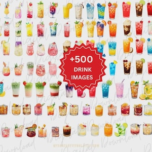 500+ Akvarell Lemonad Drink Clipart Smutsig Soda Bundle på Canva Mall Barmeny Mocktail Clipart Bröllop Mocktail Examen Halloween
