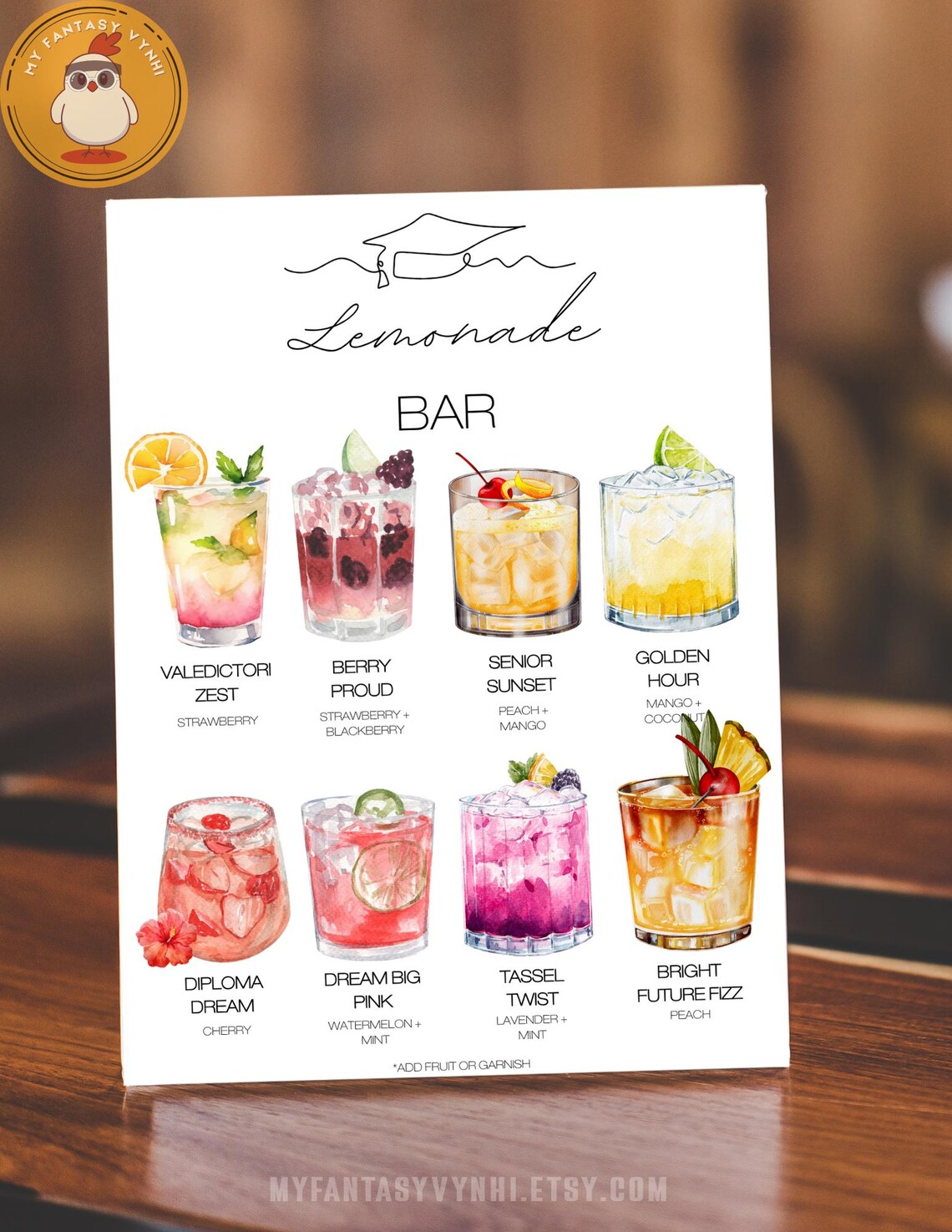 CUSTOM Graduation Party Lemonade Bar Menu Canva Template 6 Dirty Soda ...
