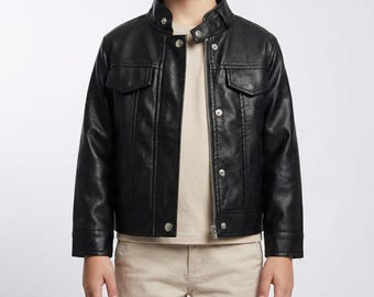 Kids Faux Leather Biker Jacket | Unisex Toddler Moto Outfit