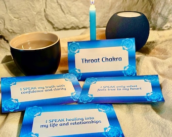 Throat Chakra Affirmation Cards | 15 Printable Affirmations for Truth, Voice & Self-Expression