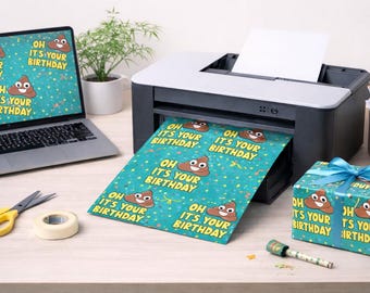 Bundel inpakpapier grappige verjaardag – Afdrukbare cadeauverpakking – Humor voor volwassenen – Digitale download