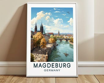 Magdeburg Travel Poster Wall Art, Sachsen-Anhalt, Germany Wall Hanging Home Decor, EU Travel Print, Europe Art Lover Gift
