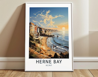 Herne Bay Travel Poster Wall Art, Kent, England Wall Hanging Home Decor, UK Travel Print, United Kingdom Art Lover Gift
