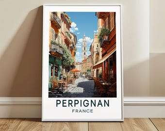 Perpignan Travel Poster Wall Art, Occitanie, France Wall Hanging Home Decor, EU Travel Print, Europe Art Lover Gift