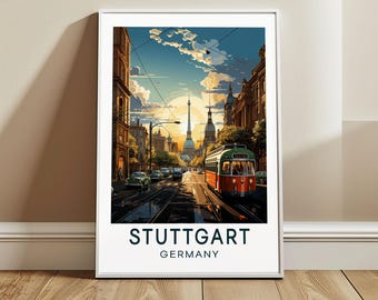 Stuttgart Travel Poster Wall Art, Baden-Württemberg, Germany Wall Hanging Home Decor, EU Travel Print, Europe Art Lover Gift