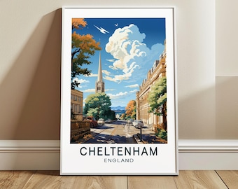 Cheltenham Travel Poster Wall Art, England Wall Hanging Home Decor, UK Travel Print, United Kingdom Art Lover Gift