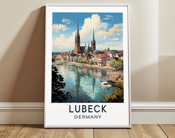 Lübeck Travel Poster Wall Art, Schleswig-Holstein, Germany Wall Hanging Home Decor, EU Travel Print, Europe Art Lover Gift