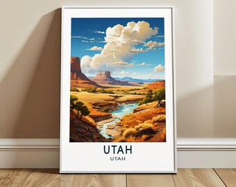 Utah Travel Poster Wall Art, US Wall Hanging Home Decor, United States Travel Print, USA Art Lover Gift