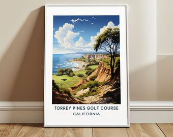 Torrey Pines Golf Course Travel Poster Wall Art, California, US Wall Hanging Home Decor, United States Travel Print, USA Art Lover Gift