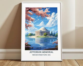 Jefferson Memorial Travel Poster Wall Art, Washington DC, US Wall Hanging Home Decor, United States Travel Print, USA Art Lover Gift