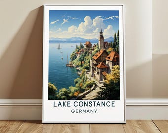 Lake Constance Travel Poster Wall Art, Bodensee, Germany Wall Hanging Home Decor, EU Travel Print, Europe Art Lover Gift