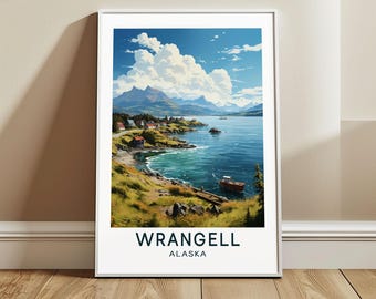 Wrangell Travel Poster Wall Art, California, US Wall Hanging Home Decor, United States Travel Print, USA Art Lover Gift
