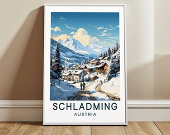 Schladming Travel Poster Wall Art, Styria, Austria Wall Hanging Home Decor, EU Travel Print, Europe Art Lover Gift
