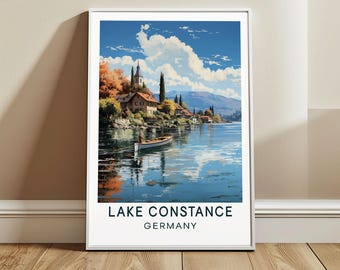 Lake Constance Travel Poster Wall Art, Bodensee, Germany Wall Hanging Home Decor, EU Travel Print, Europe Art Lover Gift
