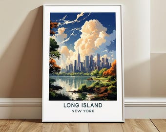 Long Island Travel Poster Wall Art, New York, US Wall Hanging Home Decor, United States Travel Print, USA Art Lover Gift