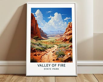 Valley Of Fire Travel Poster Wall Art, State Park, US Wall Hanging Home Decor, United States Travel Print, USA Art Lover Gift