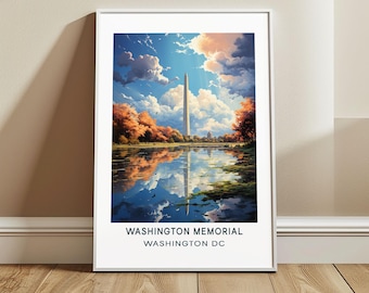 Washington Memorial Travel Poster Wall Art, Washington DC, US Wall Hanging Home Decor, United States Travel Print, USA Art Lover Gift