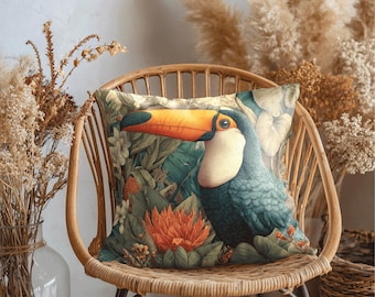Tropischer Tukan Kissenbezug - Boho Home Decor
