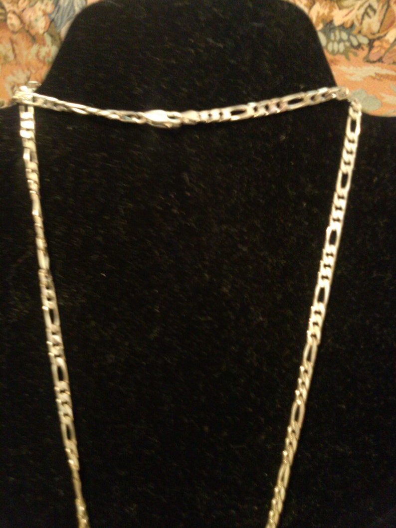 Black Caneo on Glass set in Sterling on 30 Figaro Sterling Chain both Brooch /& Necklace