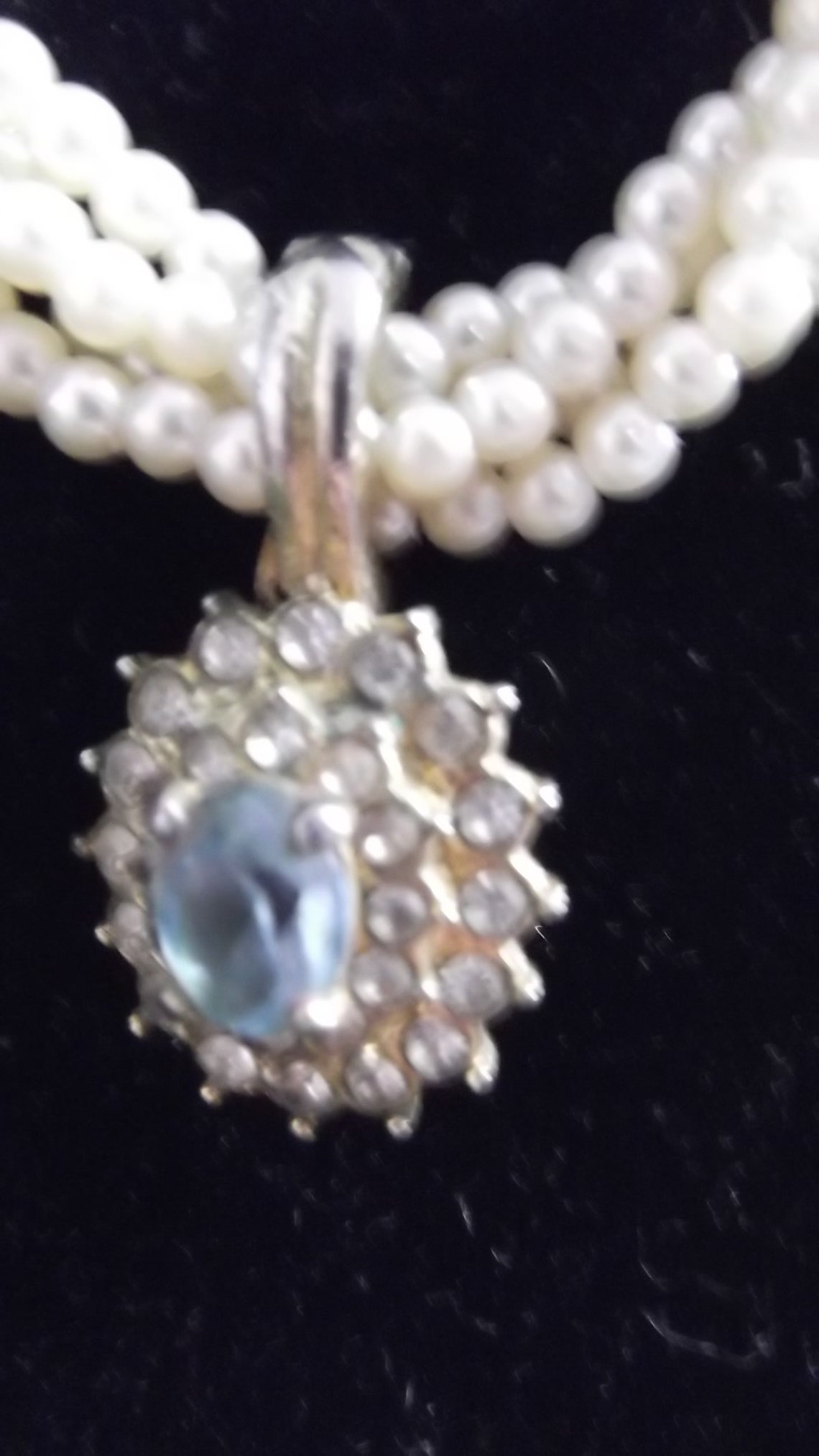 REDUCED Pearl or Necklace Enhancer Blue Stone with 2 rows of Etsy
