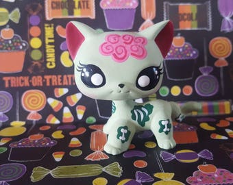 zombie halloween short hair cat ooak custom littlest pet shop repaint lps
