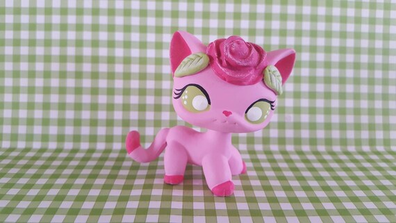 Fuchsia Rose Short Hair Cat Ooak Custom Littlest Pet Shop Etsy