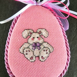 Completed Cross Stitch Ornament Easter Bunny Rabbit