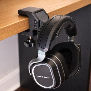 Clamp On Under Desk Headphone Holder – No Drill Headset Mount, Minimalist Gaming Setup Hook