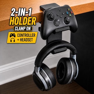 Desk Mount Controller and Headphone Holder: Gaming Desk Organizer