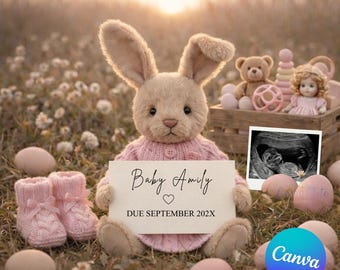 Modèle d'annonce de grossesse pour bébé fille, lapin de Pâques