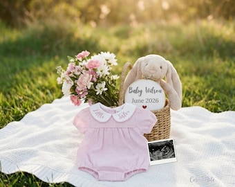 Faire-part de grossesse petite soeur modèle toile modifiable en téléchargement numérique pour bébé