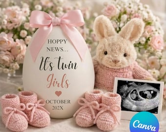 Modèle de faire-part de grossesse pour filles jumelles Hoppy News