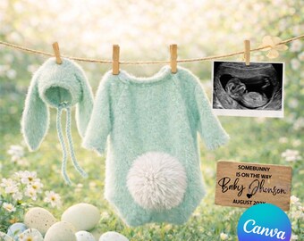 Modèle de faire-part de grossesse Somebunny est en route pour Pâques, bébé garçon, toile modifiable