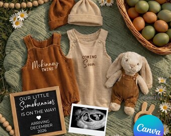 Faire-part de grossesse de jumeaux de Pâques